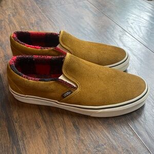 Vans Classic Slip On Cozy Suede Buffalo Check Sherpa Lining 9.5 M / 11 W